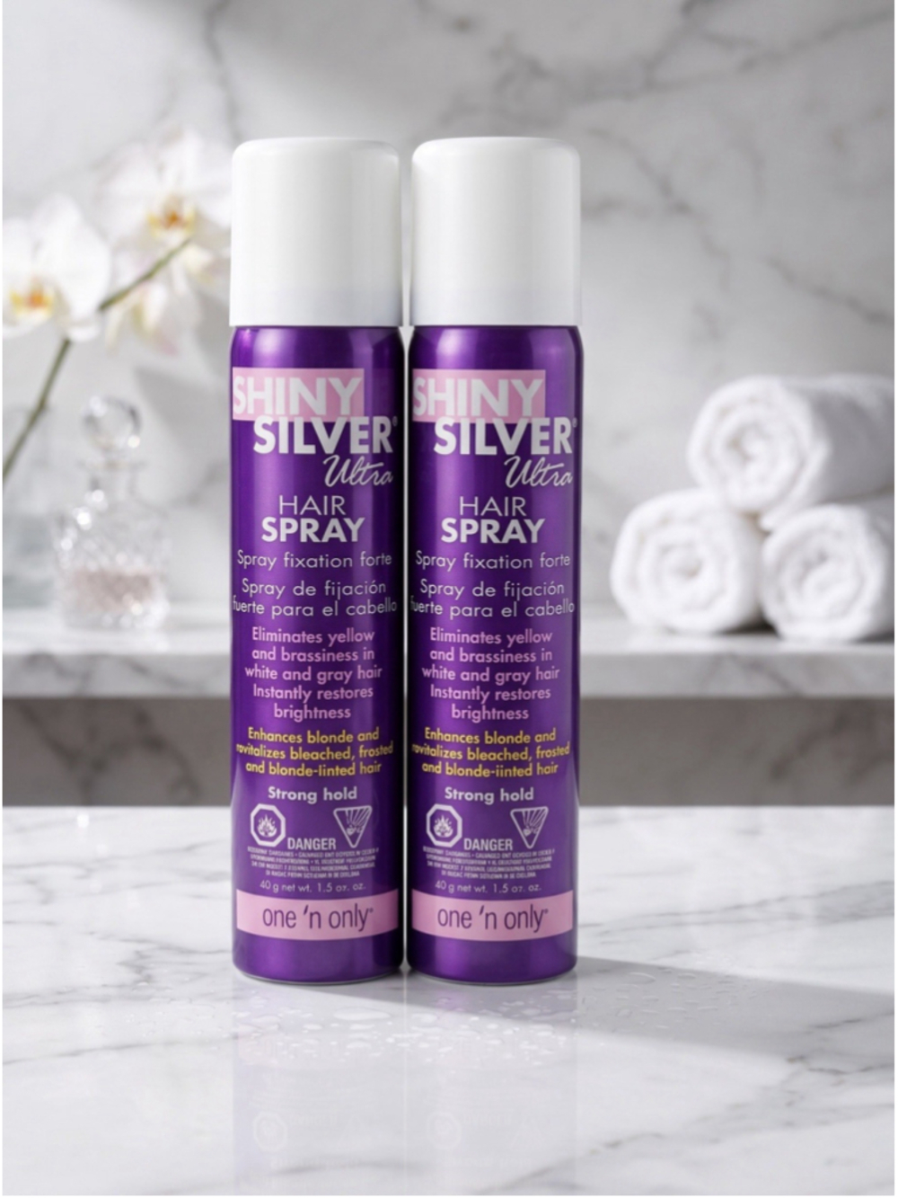 One ’n Only Shiny Silver Ultra Hair Spray Strong Hold 1.5 oz Lot of 2 New